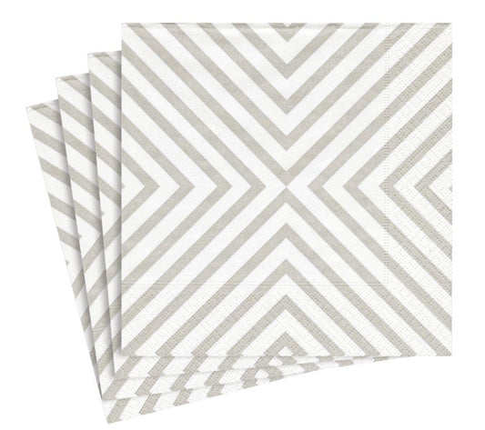 Chevron Pale Silver Cocktail Napkins