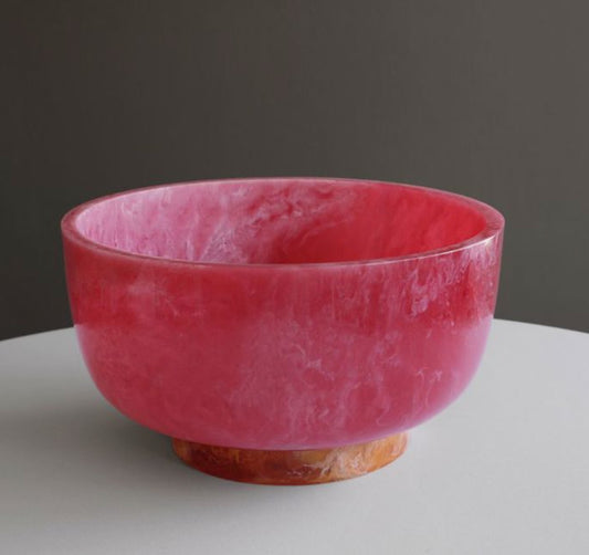 RESIN Rio Large Bowl with Base-Pink and Orange