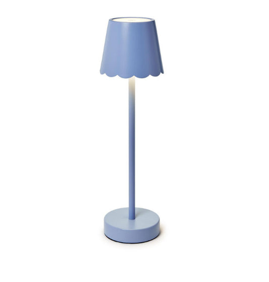 Blue LED Cordless Table Lamp with Scalloped Edge Shade