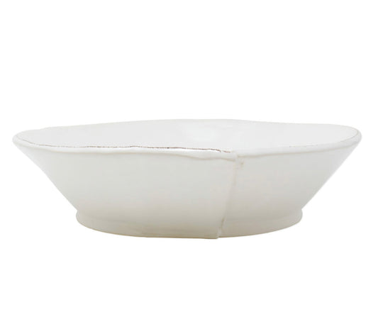 Lastra White Shallow Serving Bowl