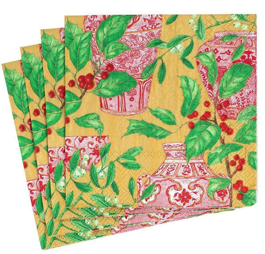 Holly and Porcelain Cocktail Napkins