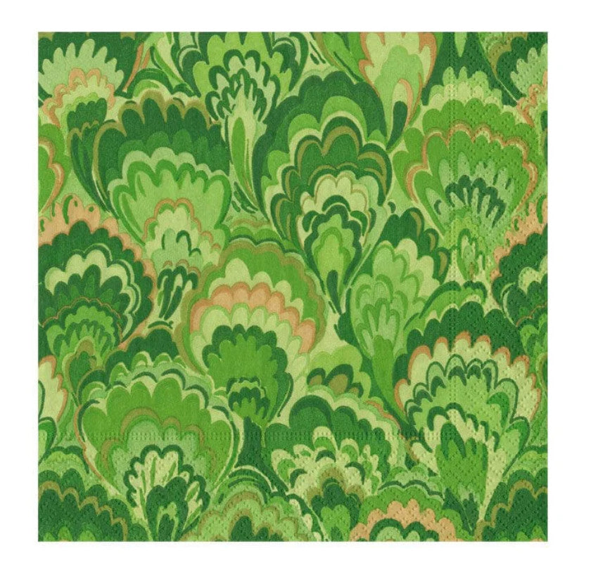 Marbled Ceramica Green Cocktail Napkins
