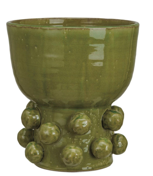 Terra-cotta Hobnail Footed Vase