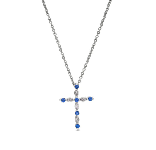 September Birthstone Cross Pendant