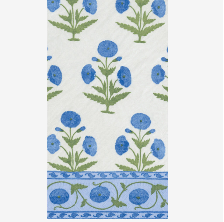 Indian Poppy Blue Guest Towel