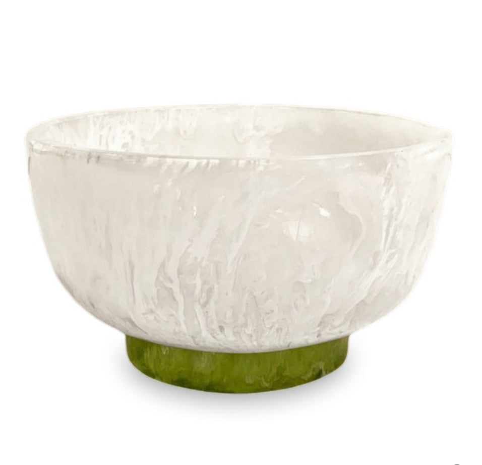 RESIN Rio Small Bowl with Base (White and Green)