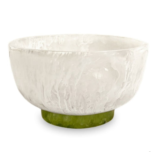 RESIN Rio Small Bowl with Base (White and Green)
