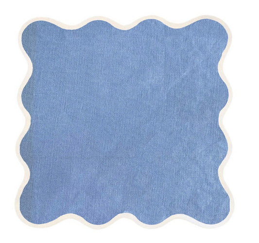 Linen Scalloped Square | Cornflower Blue