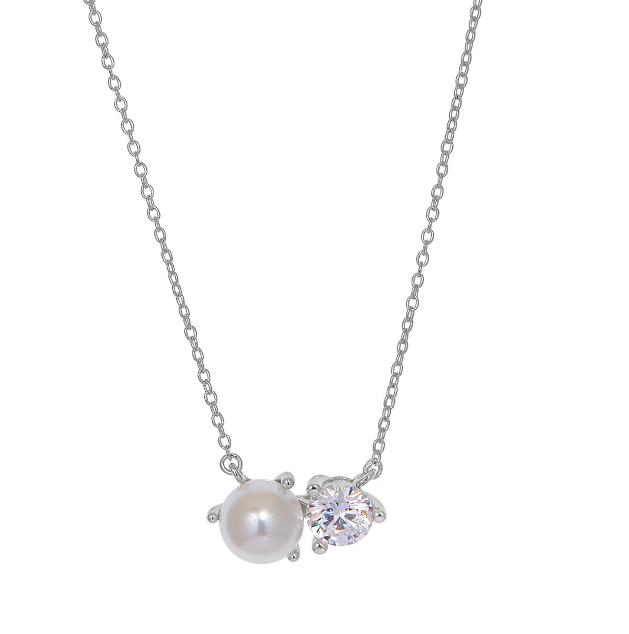 Pearl and Simulated Diamond Necklace
