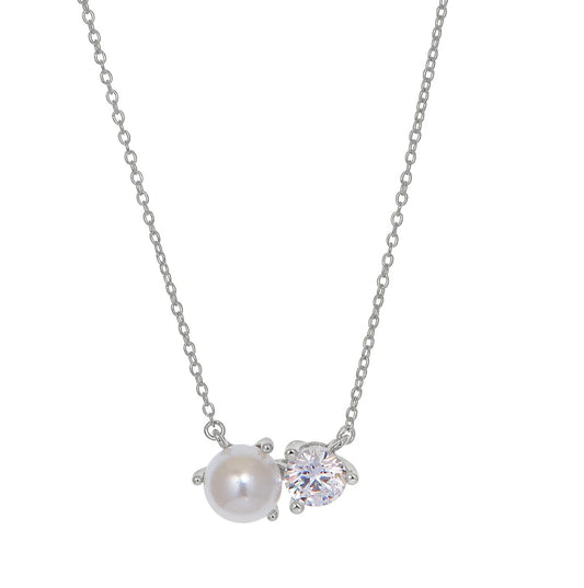 Pearl and Simulated Diamond Necklace