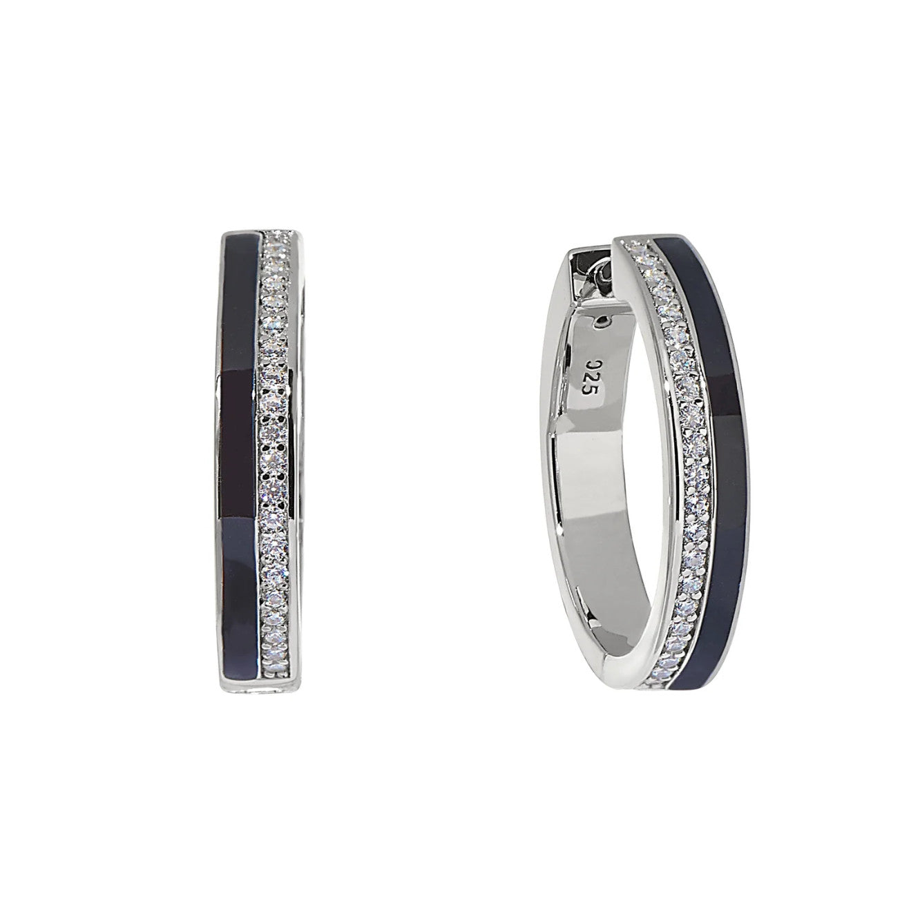 Black Enamel Hoop Earrings