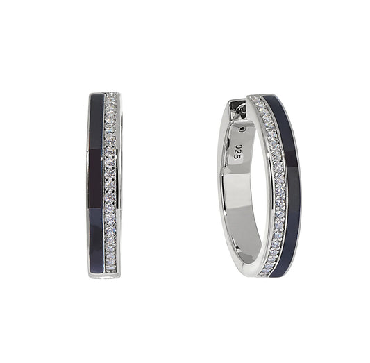 Black Enamel Hoop Earrings