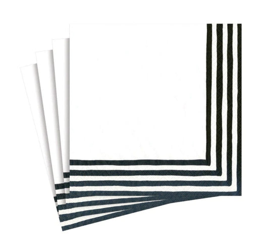 Stripe Border Black/White Cocktail Napkins