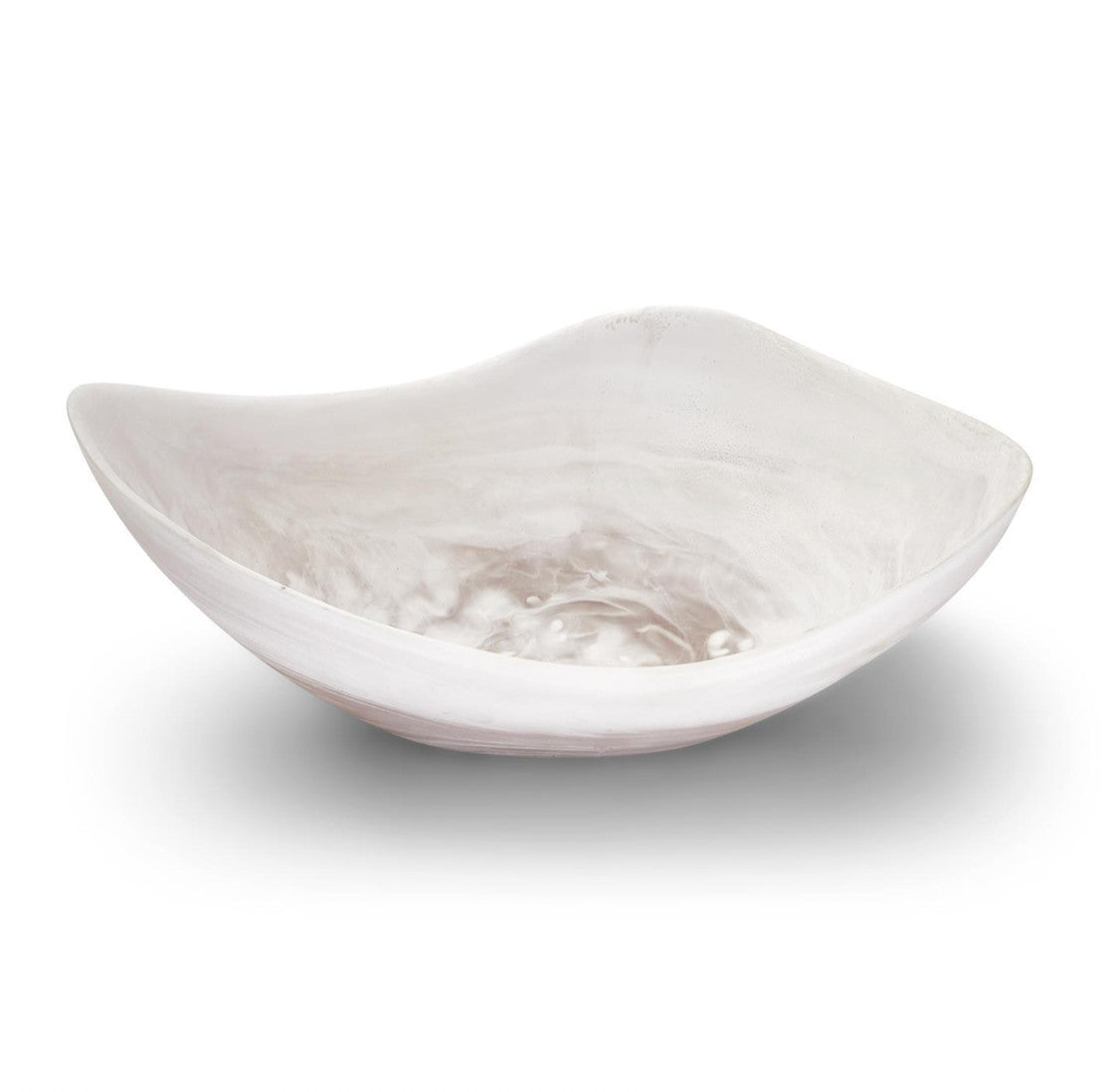 15" Archipelago White Cloud Marbleized Organic Shaped Bowl