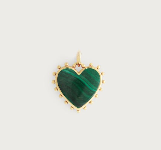Heart with Stone Charm - Malachite