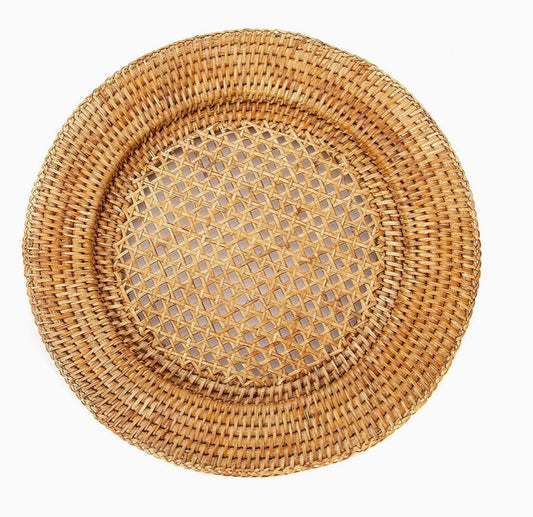 Brown Rattan Charger Plate - Woven Wicker Straw Placemat